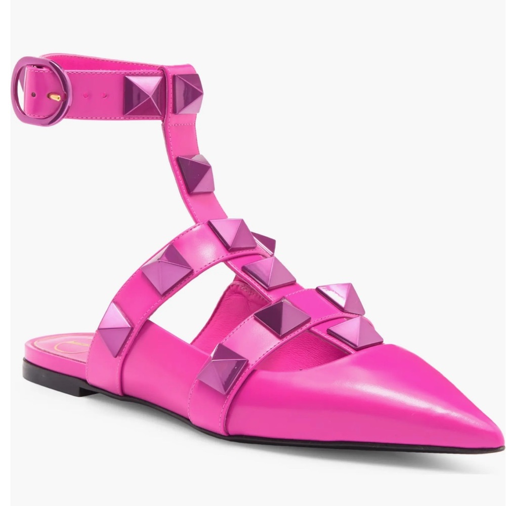 Valentino Garavani Pink Pyramid Stud Flats